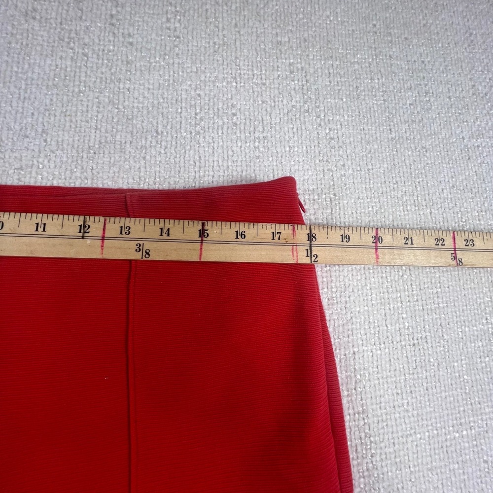 Ann Taylor Red High Waisted Flare Crop Trousers with Ankle Buttons Pintuck Seams - Picture 3 of 9